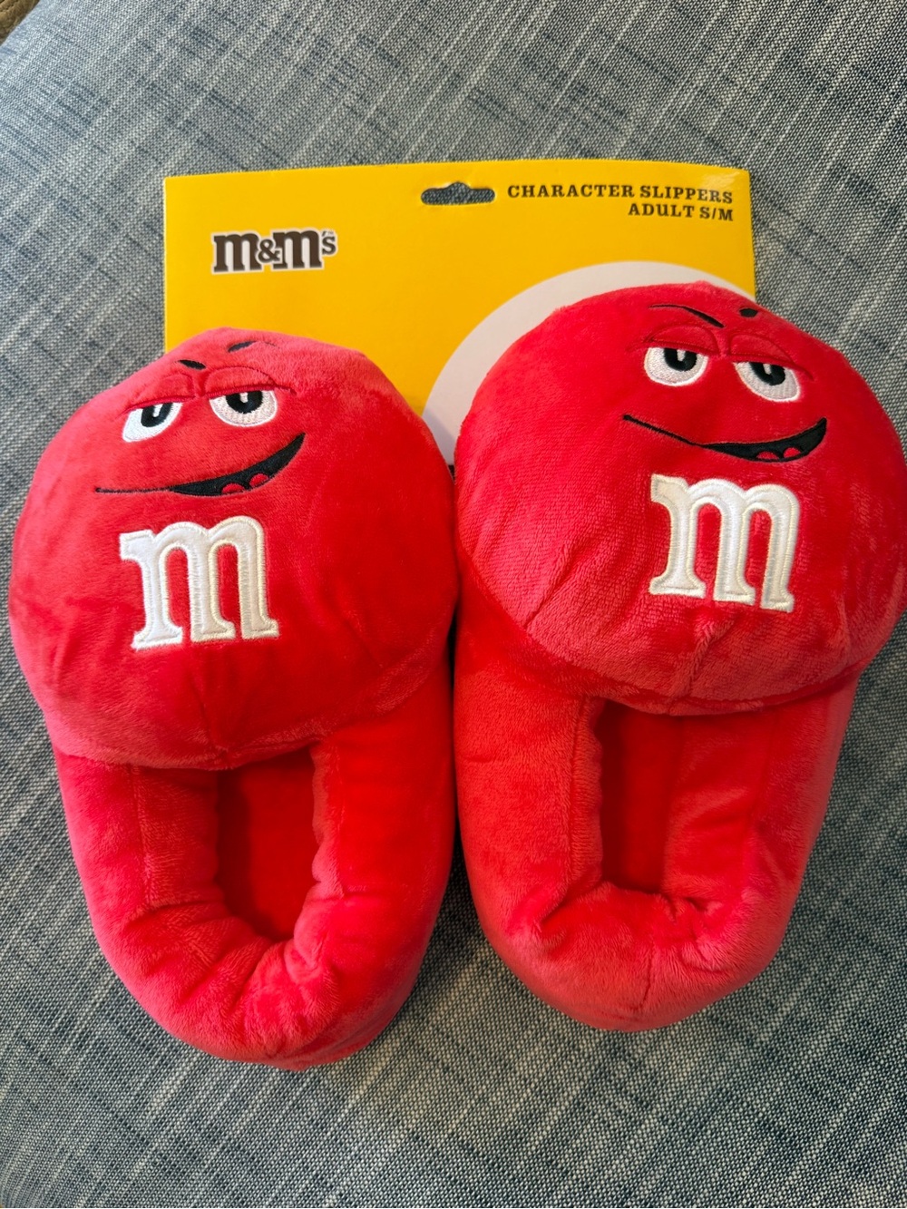 M&M'S Red Plush Kids Character Slippers